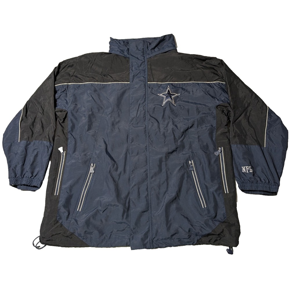 DALLAS COWBOYS NFL Men XL Blue Nylon Full Zip Lined Windbreaker Jacket